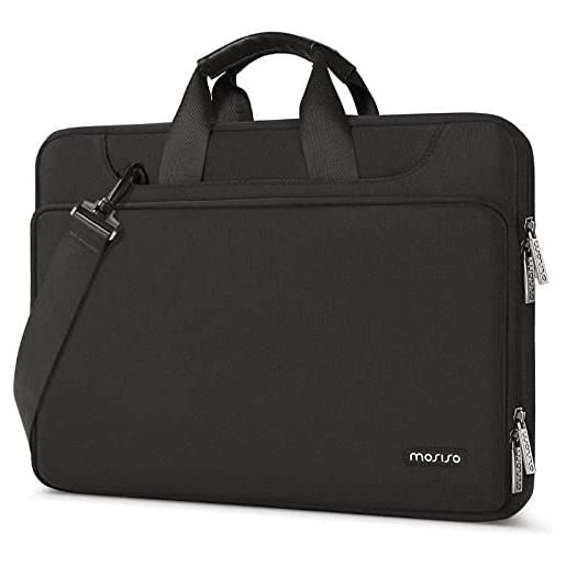 MOSISO 360 protezione laptop spalla borsa compatibile con mac. Book air/pro, 13-13,3 pollici notebook, compatibile con mac. Book pro 14 a2779 m2 a2442 m1, matching colore sleeve con cintura, nero