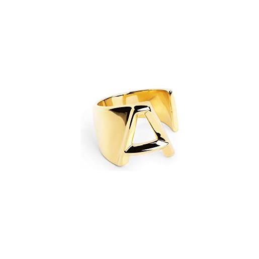 SINGULARU - anello personalizzato letter signet oro - anello massiccio regolabile - ottone con finitura placcata in oro 18kt - misura unica - gioielli da donna - realizzato in europa - lettera a