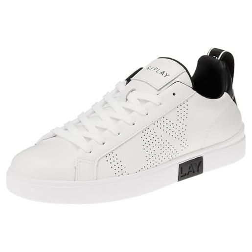 Replay cupsole sneaker polys w three scarpe da donna, bianco (white silver 081), 39