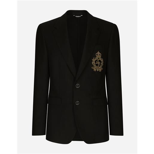Dolce & Gabbana giacca monopetto lana e cashmere con patch dg