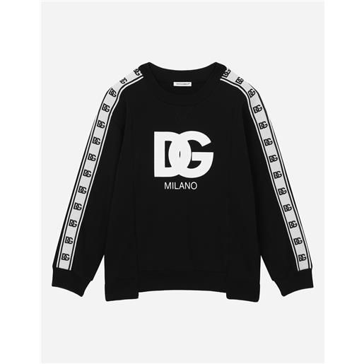 Dolce & Gabbana felpa girocollo manica lunga con stampa logo e profili logati