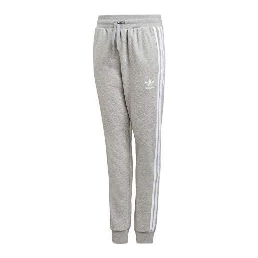 adidas trefoil pants pantaloni della tuta, medium grey heather/white, 134 unisex-bambini