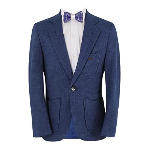 SIRRI blazer monopetto in cotone slim fit in twill per ragazzi abito da giacca formale casual elegante in blu navy età 13 anni