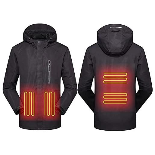 Generic giacca elettrica da uomo con 3 impostazioni di riscaldamento 4 cuscinetti riscaldanti temperatura regolabile adatta per il freddo invernale (batterie non incluse) (colore: nero, taglia: s-s)