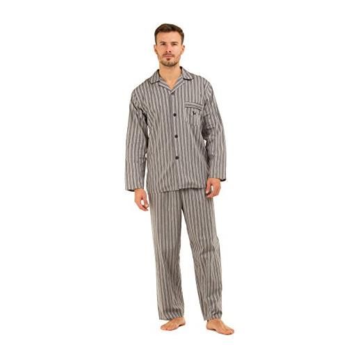 Haigman pigiama lungo da uomo, 100% cotone strisce azzurre. Xx-large