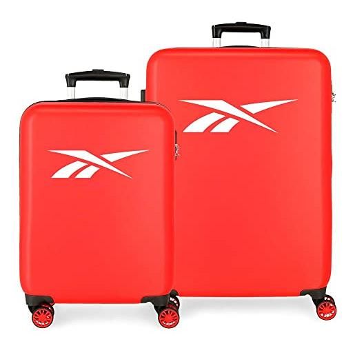 Reebok portland set valigie rosso 55/68 cm rigido abs chiusura a combinazione laterale 104l 6 kg 4 doppie ruote bagaglio a mano