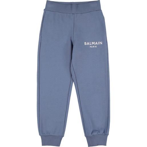 BALMAIN pantaloni in felpa di cotone organico / logo