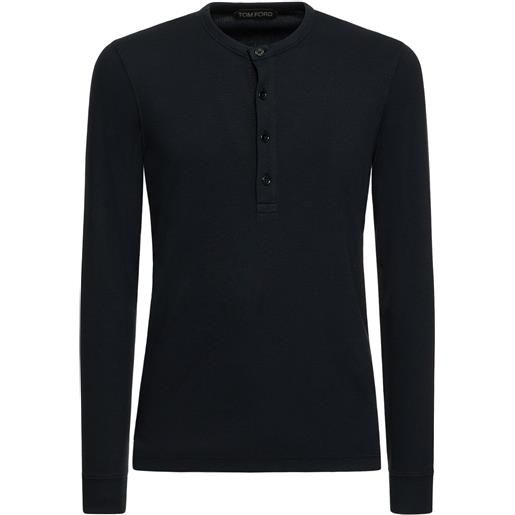 TOM FORD t-shirt henley in misto lyocell a costine