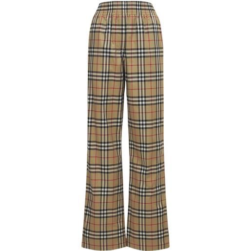 BURBERRY pantaloni louane in cotone check stretch