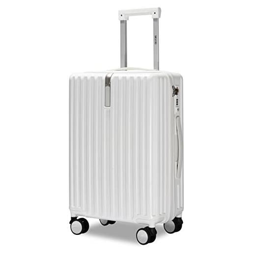 MGOB bagaglio a mano valigia da cabina pc custodia rigida resistente e leggera con blocco tsa e ruote girevoli (20, bianco)