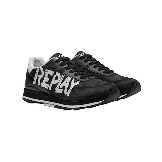 REPLAY gms68.000. C0079t, scarpe da ginnastica uomo, multicolore (black white 008), 42