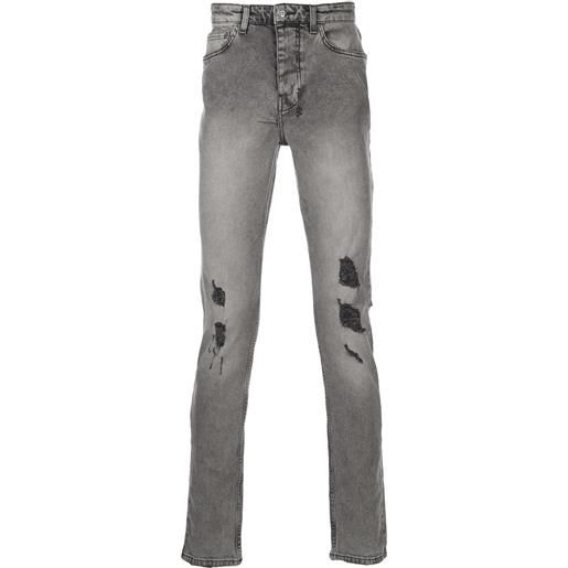 Ksubi jeans skinny con effetto vissuto prodigy - grigio