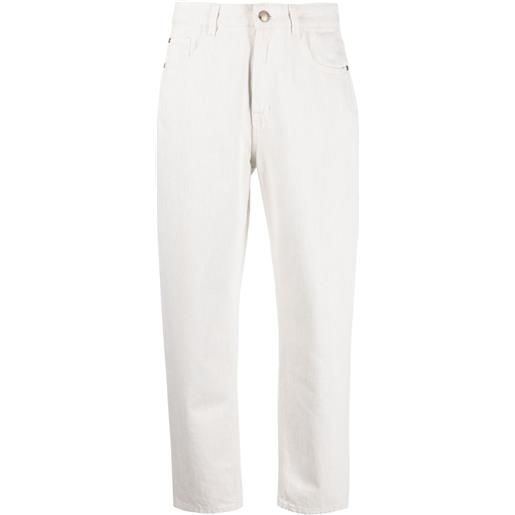 Moorer pantaloni crop a vita media - bianco