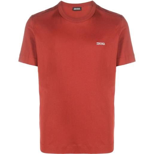 Zegna t-shirt con ricamo - arancione