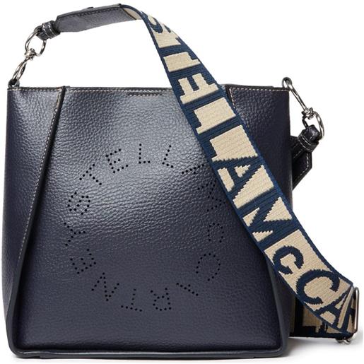 Stella McCartney borsa a spalla con logo traforato - nero