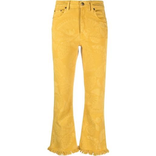 La DoubleJ jeans crop fancy con frange - giallo