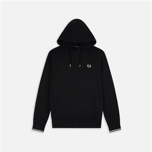 Fred Perry tipped hoodie black uomo