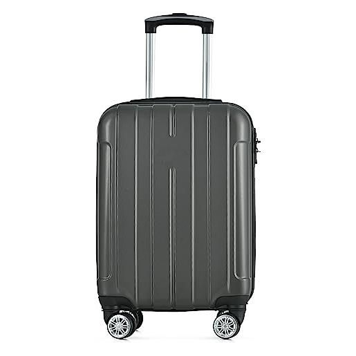 Merax set di valigie rigide da viaggio, trolley con serratura tsa e ruota universale, espandibile, con manico telescopico, grigio. , m, valigetta rigida