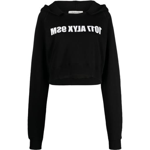 1017 ALYX 9SM logo-print cropped cotton hoodie - nero