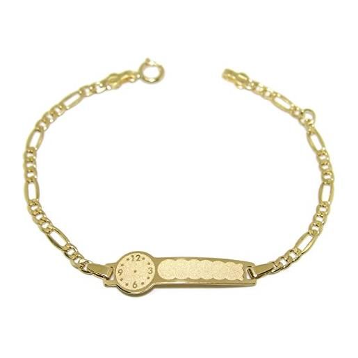 Never say never - braccialetto per neonato, in oro giallo da 18 ct, con placca e orologio, personalizzabile, -