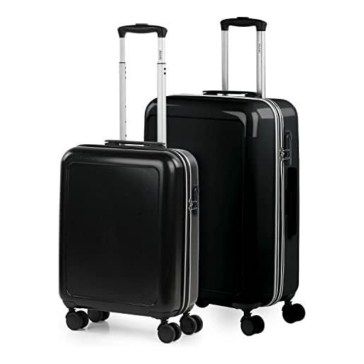 ITACA - leggero set valigie - set valigie rigide per viaggi aereo - set trolley valigia rigida - set valigie rigide con serratura - set valigia trolley di piccola 702600, nero