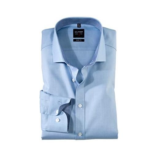 Olymp uomo camicia business a maniche lunghe level five, body fit, royal kent, weiß 00,40