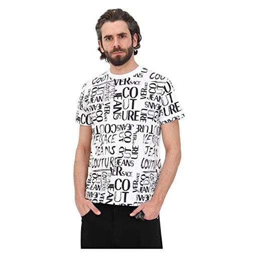 VERSACE JEANS COUTURE versace t-shirt uomo bianco t-shirt casual con logo lettering all over l