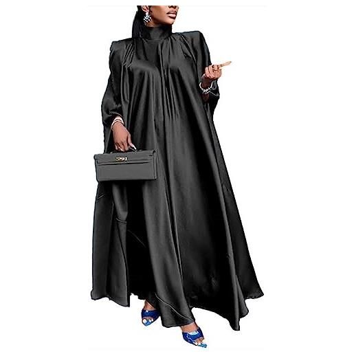 ZYTECO abito da donna in raso maxi taglie forti caftani musulmani abito oversize con maniche a pipistrello larghe abiti da caftano, nero, one size