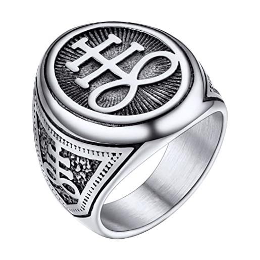 PROSTEEL anelli uomo acciaio inossidabile sigillo misura 32 croce contro levitano anello in argento uomo anelli uomo acciao inossidabile con confezione regalo