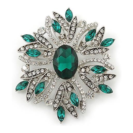 Avalaya appariscente sposa drachensilber, smeraldo tignosa profilo austria-cristallo, corpetti spilla, rodiato