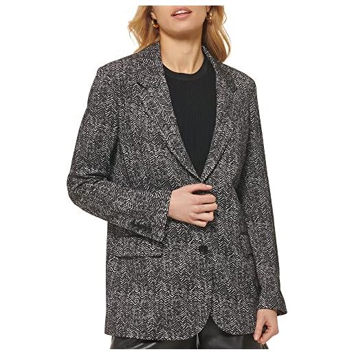 DKNY giacca a maniche lunghe con taglio in pu blazer business casual, nero/avorio, m donna