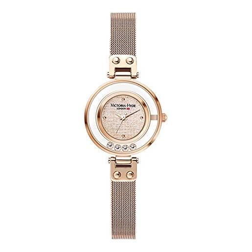 VICTORIA HYDE orologi da donna piccolo quadrante analogico al quarzo con cinturino in pelle crystal spark series, oro-oro, braccialetto