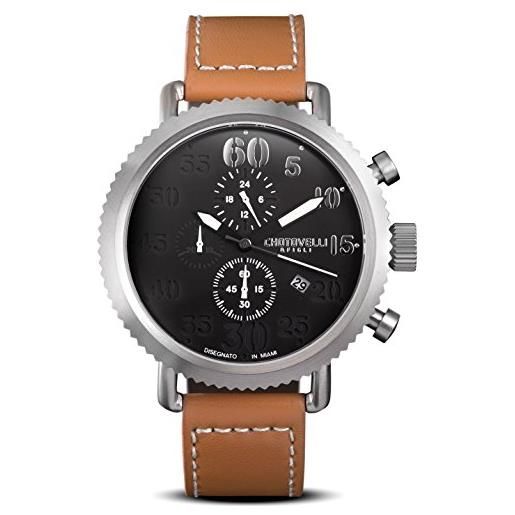 chotovelli militare orologio da polso cronografo impermeabile, cinturino in pelle 7211