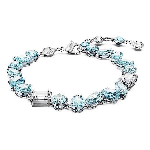 Swarovski gema braccialetto, con cristalli Swarovski a taglio misto, chiusura a moschettone, placcatura in tonalità rodio, blu