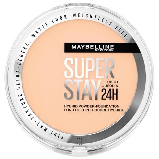 Maybelline new york fondotinta in polvere super. Stay 24h hybrid powder, tenuta 24h, make-up dal finish matte naturale, 10