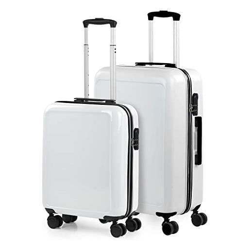 ITACA - leggero set valigie - set valigie rigide per viaggi aereo - set trolley valigia rigida - set valigie rigide con serratura - set valigia trolley di piccola 702600, bianco