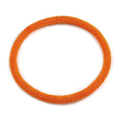 Avalaya collana girocollo elasticizzata con perline arancioni, lunghezza 44 cm, misura unica