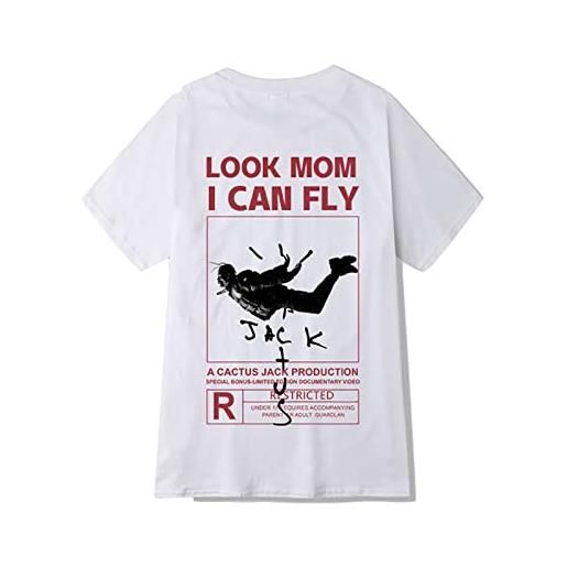 HNDB lo stesso di kanye t-shirt, look mom 1can fly t-shirt a maniche corte con stampa creativa di lettere, maglietta da uomo in cotone girocollo con musica da donna (black, s)