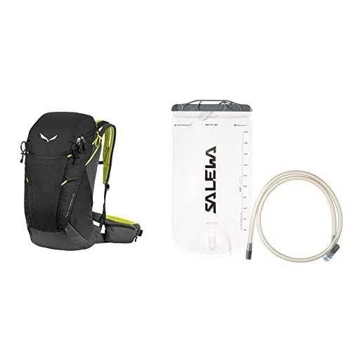 SALEWA alp trainer - zaino tecnico da hiking, 25l, unisex-adulto, nero (black), 55x24x27cm & trans flow, sacco acqua unisex adulto, (transparent), 1.5 litri