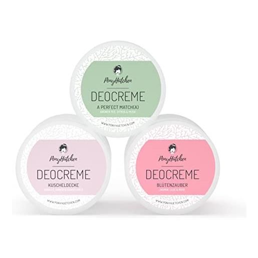 PonyHütchen 3x50 ml - cosmetico naturale crema deodorante senza sali di alluminio - deodorante naturale - vegano - unisex
