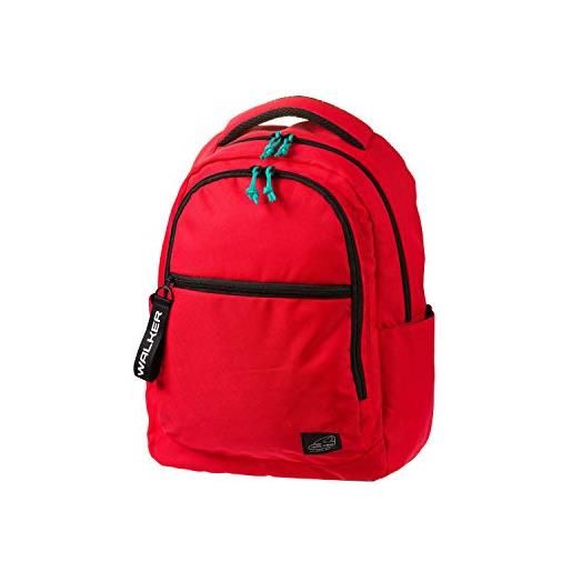 Walker - zaino rise classic con 3 scomparti, scomparto per laptop, tasche laterali, schienale imbottito, spallacci regolabili, ca. 32 x 45 x 21 cm, colore: rosso, 32 x 45 x 21 cm