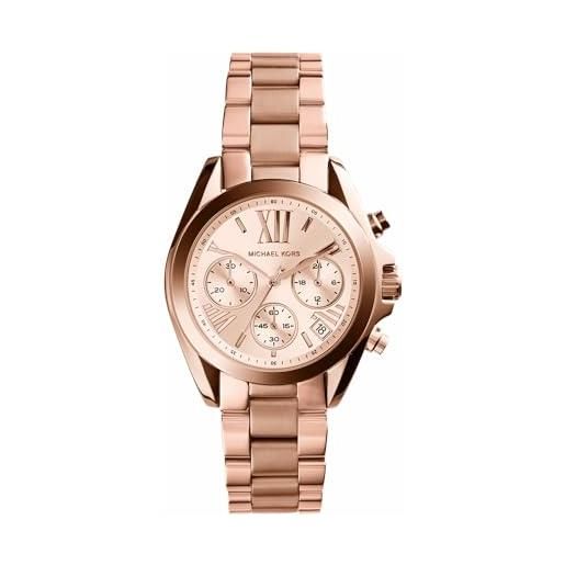 Michael Kors orologio mini bradshaw da donna, movimento cronografo, cassa in acciaio inossidabile oro rosa da 36 mm con bracciale in acciaio inossidabile, mk5799, tonalità oro rosa