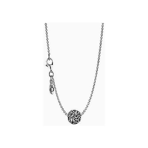 Pandora moments 590515-45+790964 - collana classica con ciondolo a forma di cuore, in argento sterling, misura 45 cm, 45 cm, argento, nessuna pietra preziosa