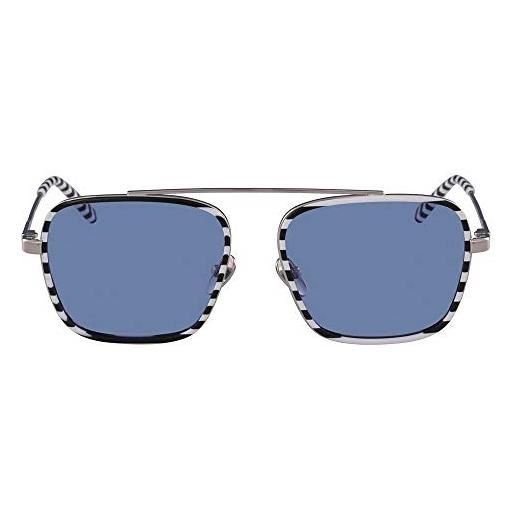 Calvin Klein ck18102s-199 metal sunglasses white/black stripes, 55 unisex-adult