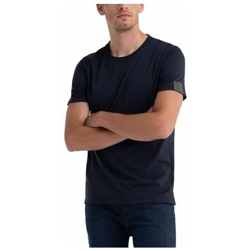 Replay t-shirt da uomo a maniche corte con girocollo, grigia (dark grey melange m03), m