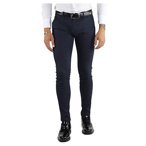 Ciabalù pantaloni uomo invernali in cotone a quadri pantalone chino elegante slim fit (nero, 50)