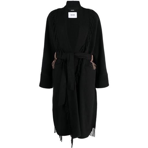 Bazar Deluxe fringed belted coat - nero