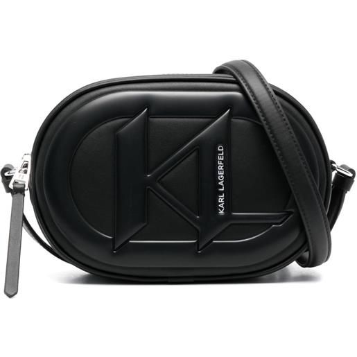 Karl Lagerfeld borsa a tracolla con placca logo - nero
