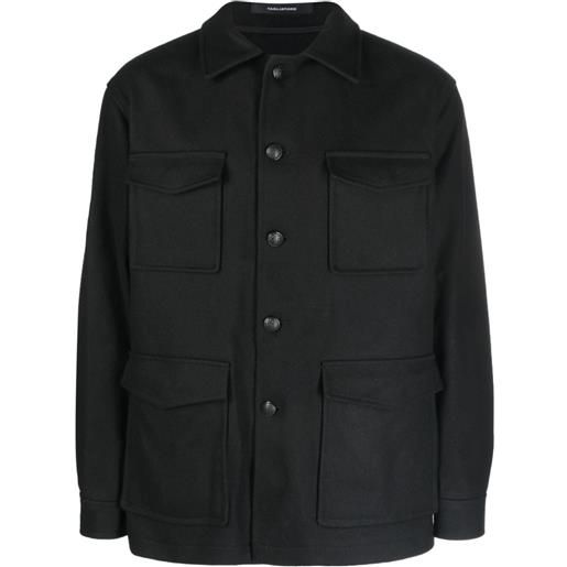 Tagliatore giacca-camicia con bottoni - nero