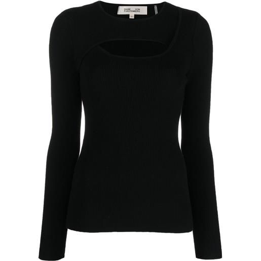 DVF Diane von Furstenberg top a maniche lunghe con dettaglio cut-out - nero